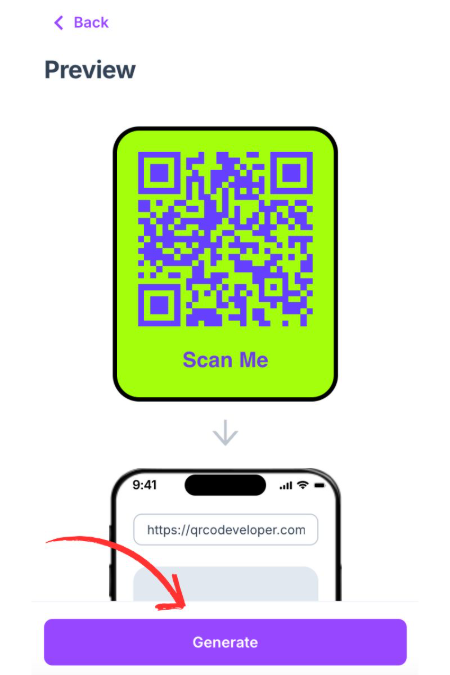 Step 4 of the process showing QR code creation