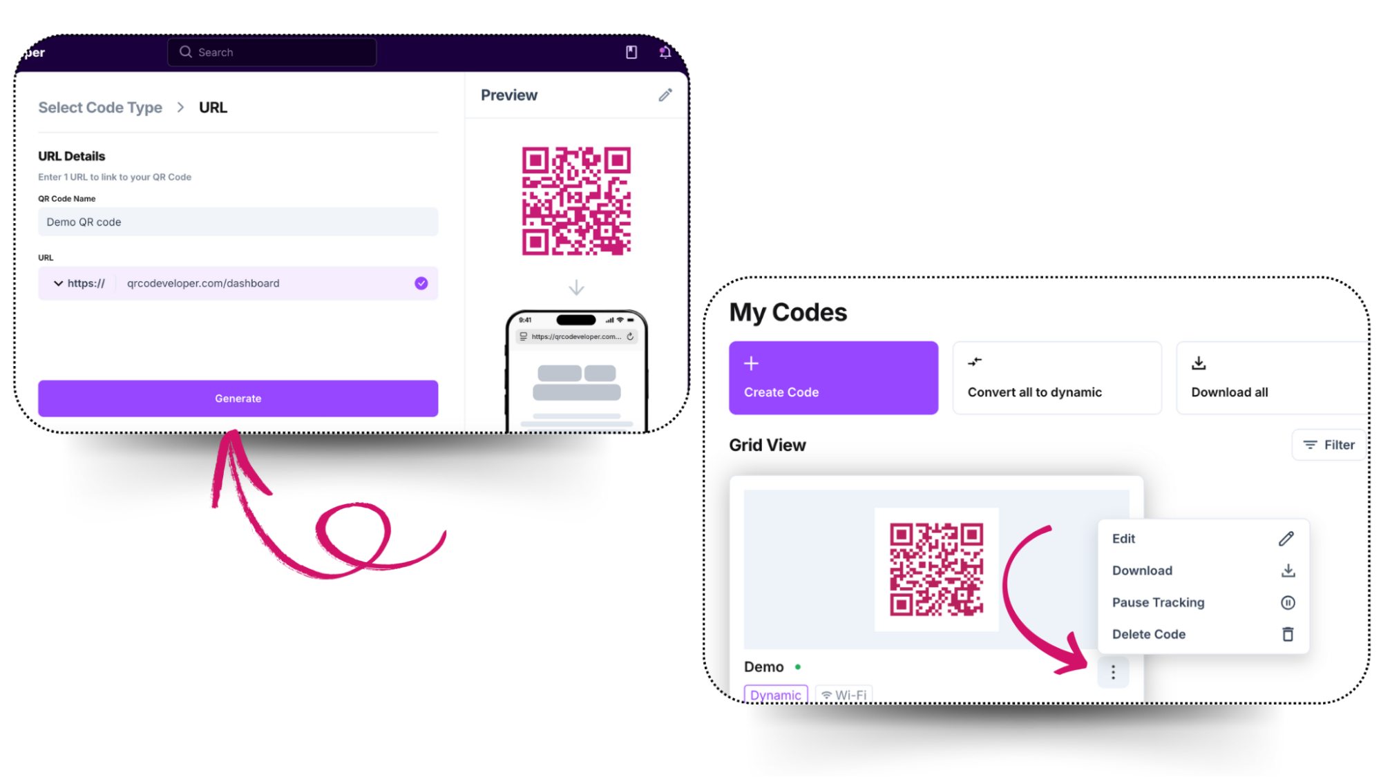 click-qr-code-generate